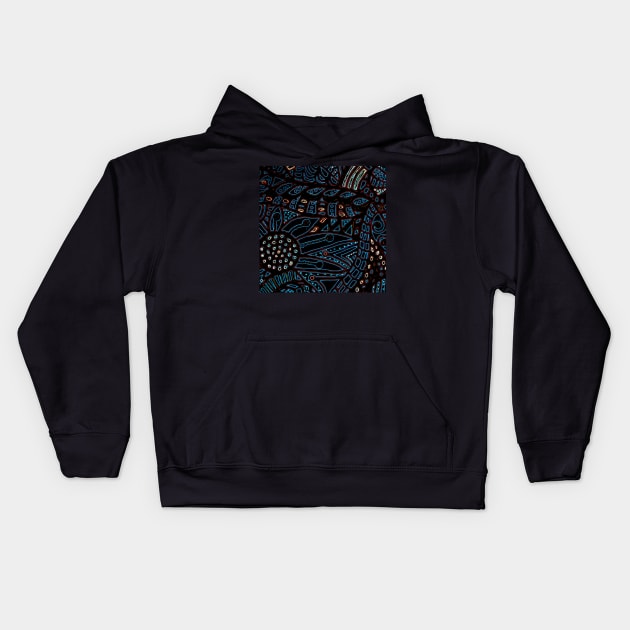 Dark swirl print, modern mosaic Kids Hoodie by Dillyzip1202